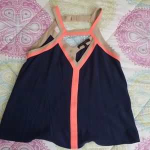 BCBG Luisa Silk Color Block Top